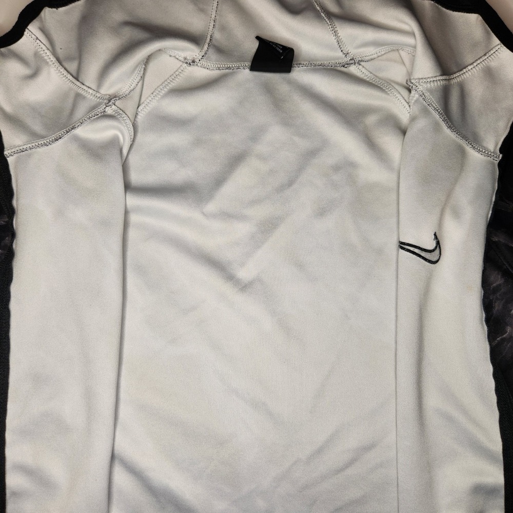 NIKE Hoodie Track Jacket Mens Medium Black Gray Dri-FIT Full Zip Marble Smokey - Picture 8 of 8